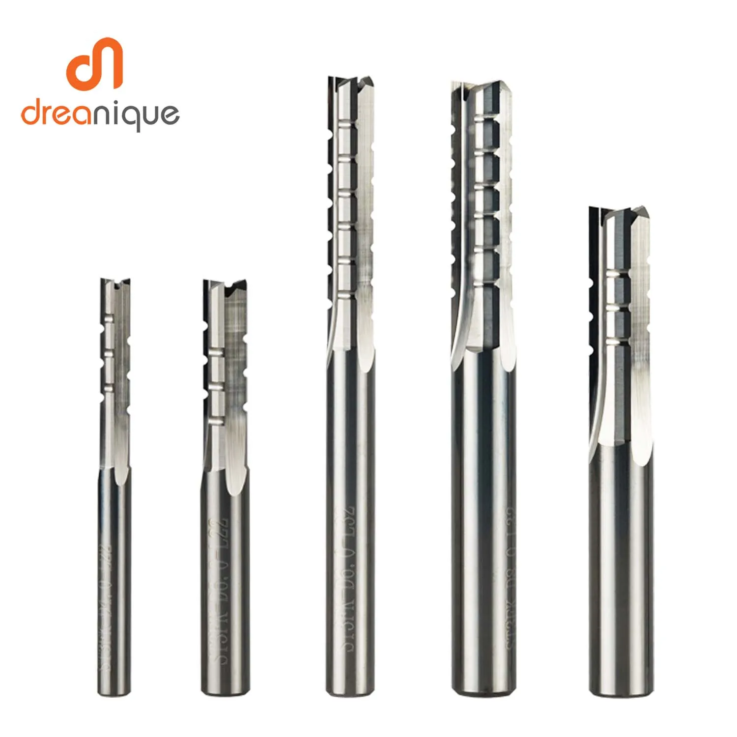 Dreanique 1pc TCT Straight Milling Cutter Woodworking Carving CNC Trimming Slot 3 Flutes Cutting Router Bit Plywood End Mill