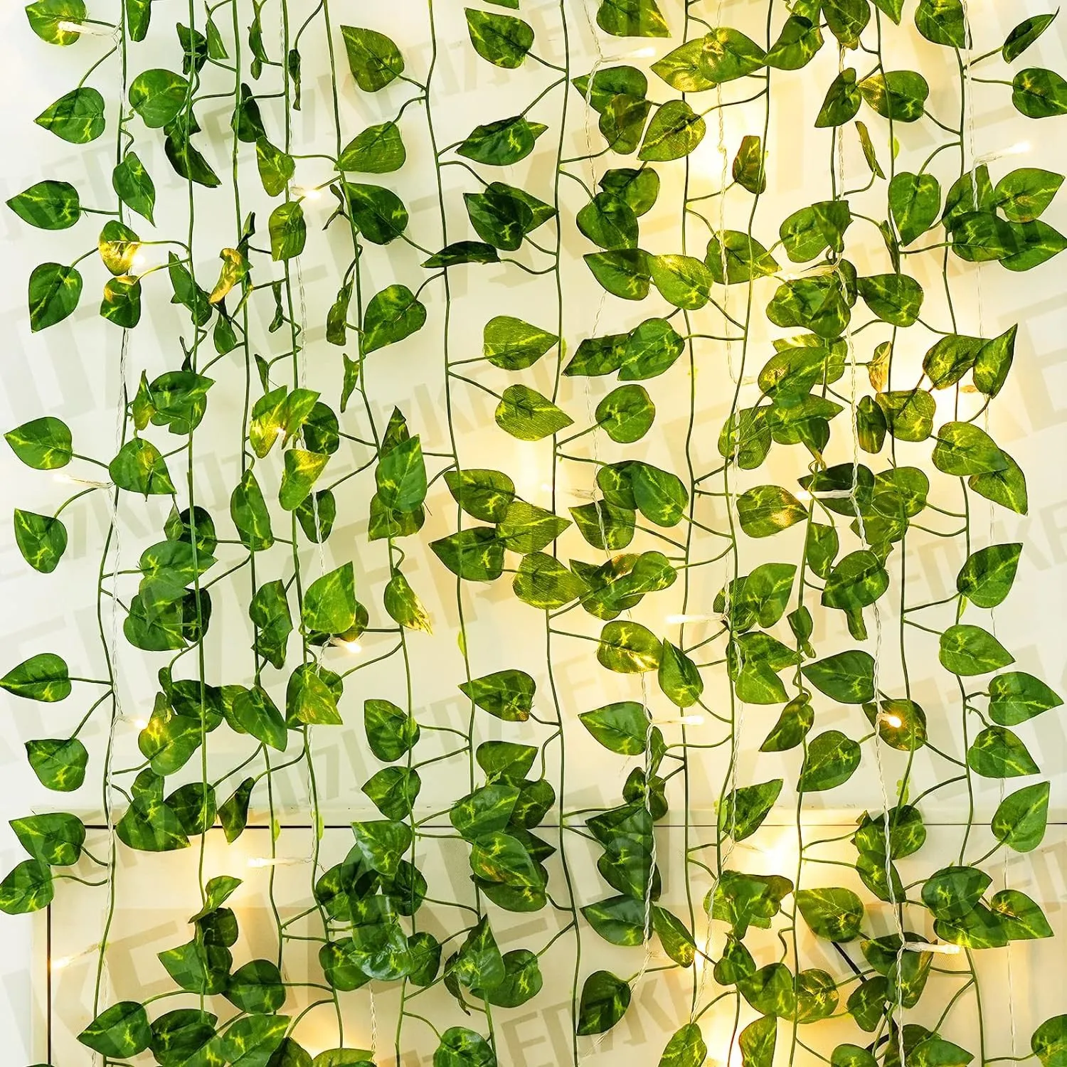 Светодиодная искусственная зеленая листья Виноградная лоза Рождественская