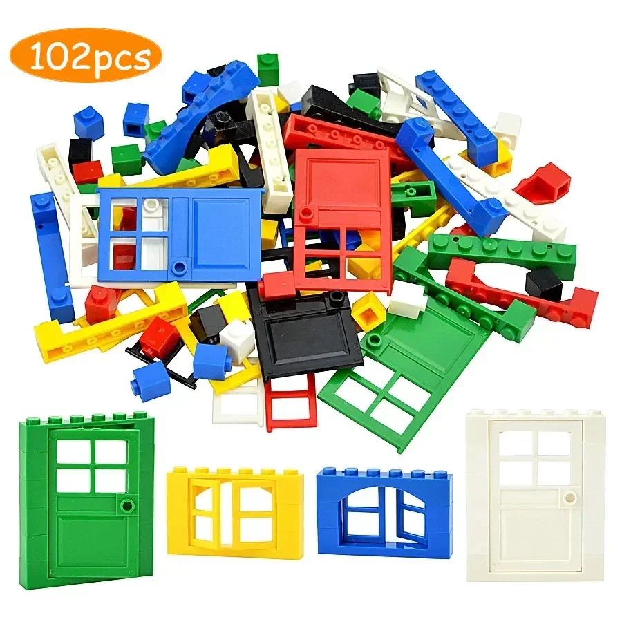 Строительные блоки для городских окон MOC дверная рама дома стеклянные кирпичи