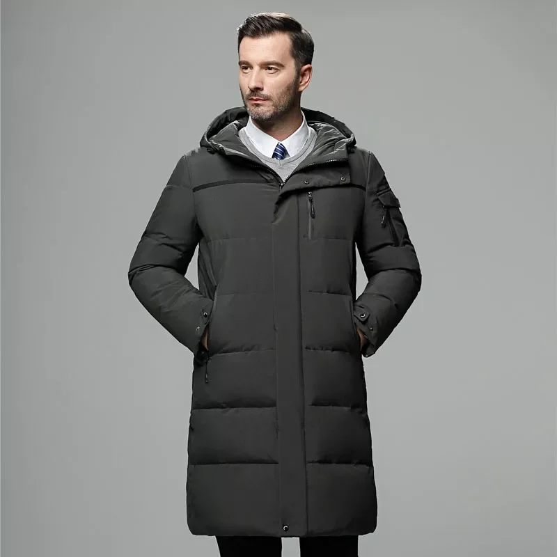2022New Winter Warm Down Jacket 2021 New Arrivals Men Fashion Hooded Water-resistant Windproof Long Down Jacket Male Puffer Coat