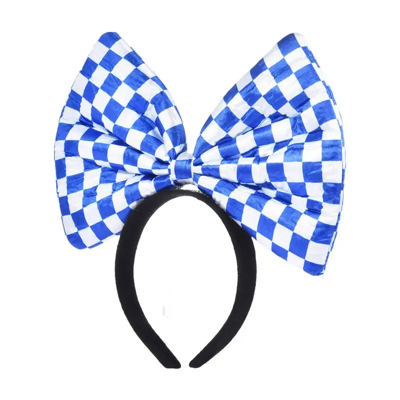 

Oktoberfest Headband Bow Hair Hoops For Parties Decorative Party Favor Lightweight Blue And White Plaid Headwear For Oktoberfest