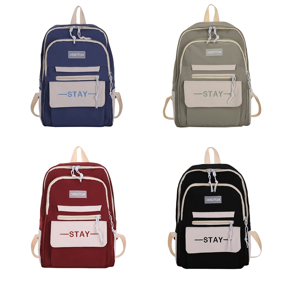 

Preppy Style Women Color Contrast Letters Print Backpack Large Capacity Handbags