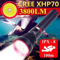 cree xhp70p50 ip8 waterproof professional powerful scuba led diving flashlight underwater 100m torch amphibious dive fill light