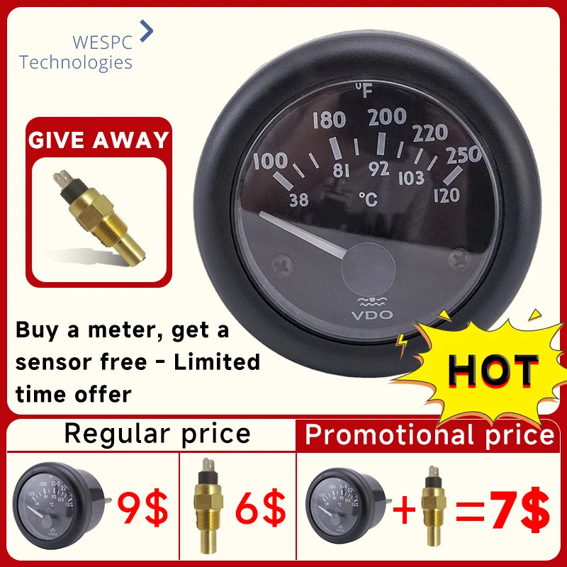 VDO Датчик температуры воды 38 ~ 120C термометр 24 в 52 мм дизельный генератор запчасти