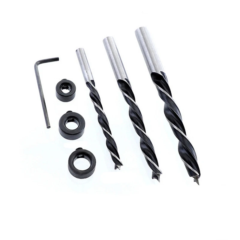 

7PCS 6/8/10mm Drill Bit Limit Ring Set Three-point Woodworking Inclined Hole Positioner Accessories Hole Opening Hand Tools
