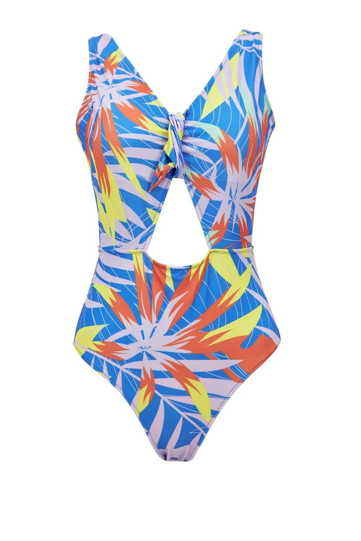 

Women's Swimsuit Tropical pattern Tie Detailed One Piece Swimwear Female Push Up Suit Monokini Brazilian Swimming Suits