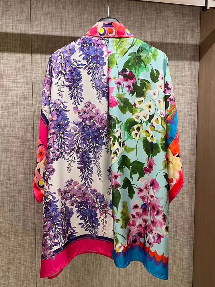 AELESEEN Модная шелковая Сицилийская блузка 2022 с рукавом-бабочкой фиолетового цвета