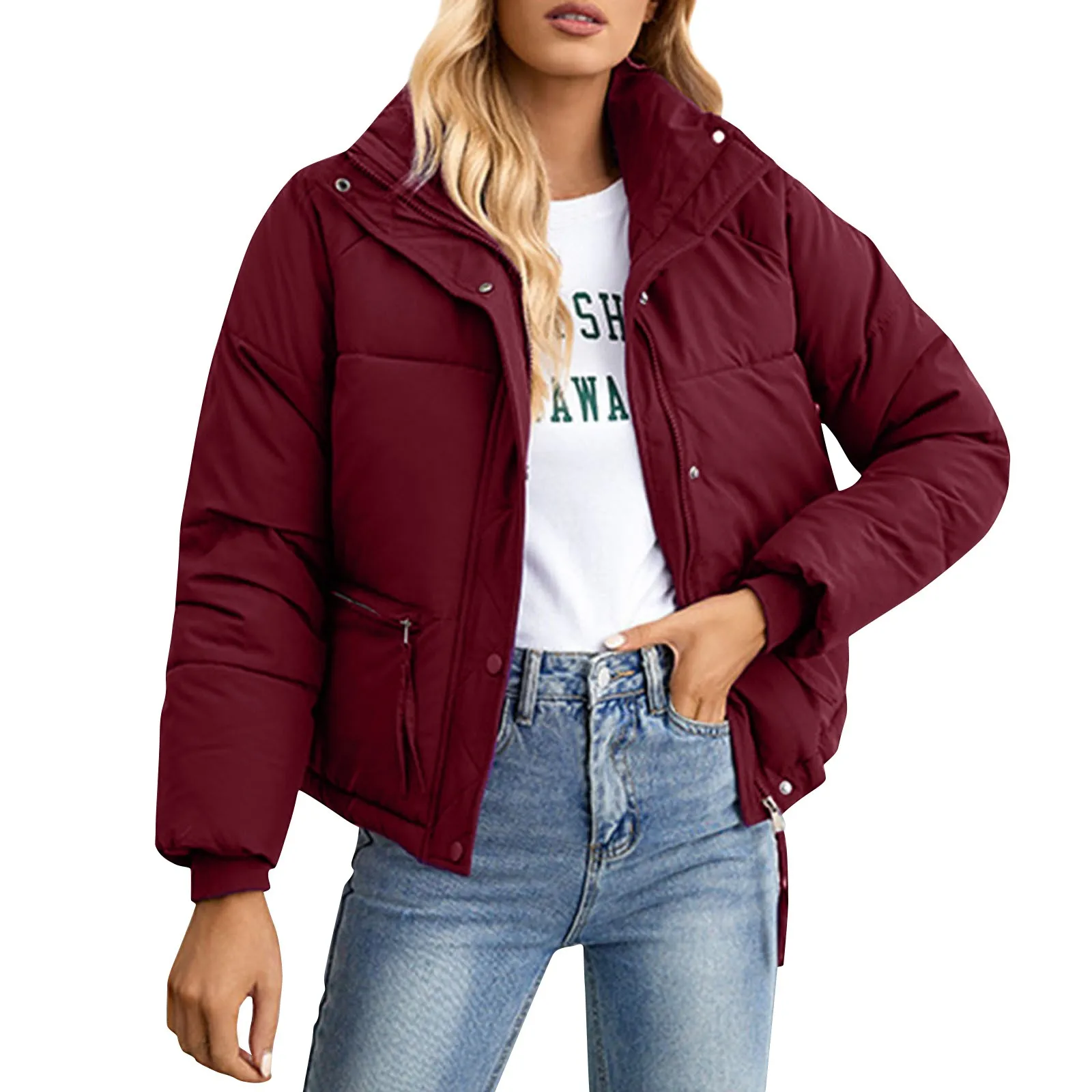 

Women's winter solid Down Cotton Jacket Warm Large Size Style Women Clothes 2023 Stylish Loose Student Padded Parkas Coat