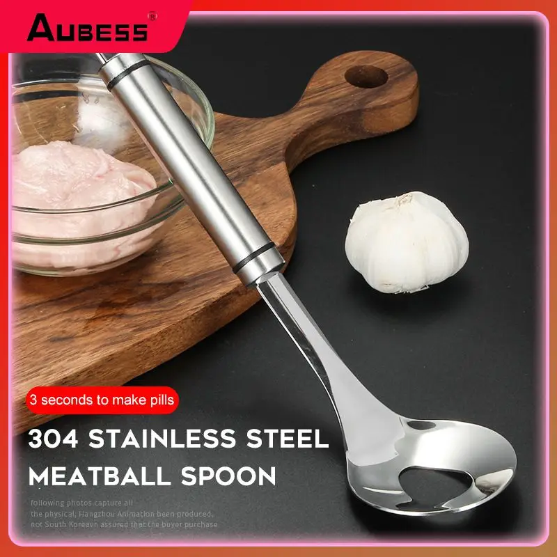 

Meatball Spoon Stainless Steel Non-stick Meatball Long Handle Household Kitchen Meatball Rice Round Hand-pressed Fish Ball Spoon