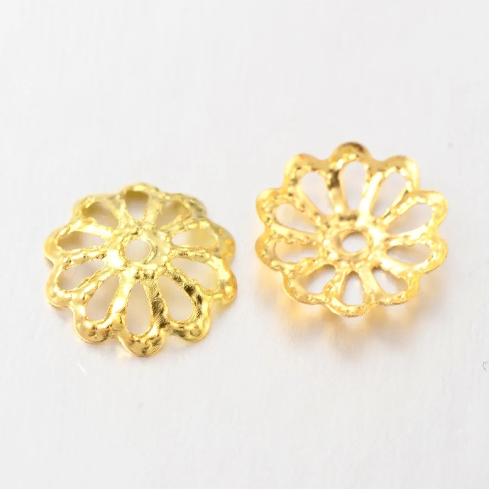 

100 шт./10 г колпачки для бисера, железо, золото, 9 мм x 1,5 мм, отверстие: 1 мм