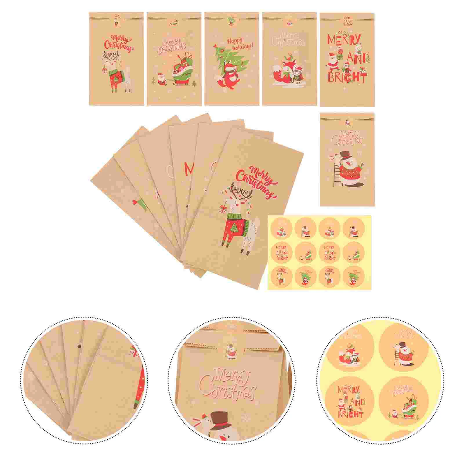 

1 Set Christmas Candy Boxes Kraft Paper Candy Holders Paper Cookie Boxes Xmas Gift