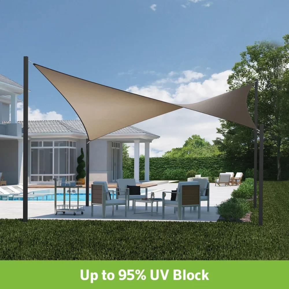 

Outdoor DualShade Sun Sail and Hardware Kit, 95% UV Block Protection, 12' Square; Cobblestone