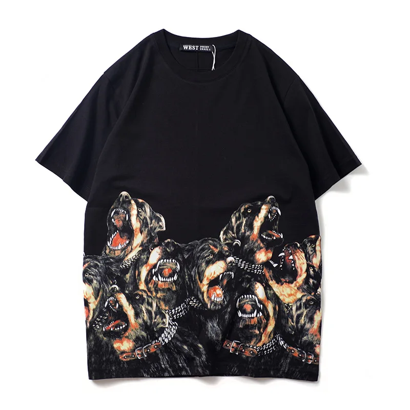 

New Luxury Men Novelty Hound dog head T Shirts T-Shirt Hip Hop Skateboard Parkour Street Cotton T-Shirts Tee Top N364