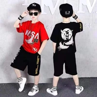 boys summer suit 2022 chinese crane childrens short sleeve t shirt shorts clothes boy clothing sets kids for 4 6 10 12 years