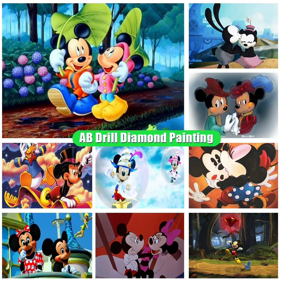 

Ab Diamond Painting Disney Mickey Minnie Shadow Moon Castle Embroidery Cartoon Cross Stitch Mosaic Decor Brand Decorative Ll90