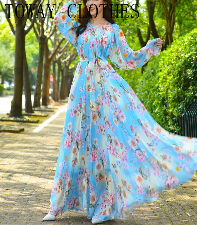Платье-Макси Шифоновое свободного покроя с цветочным принтом