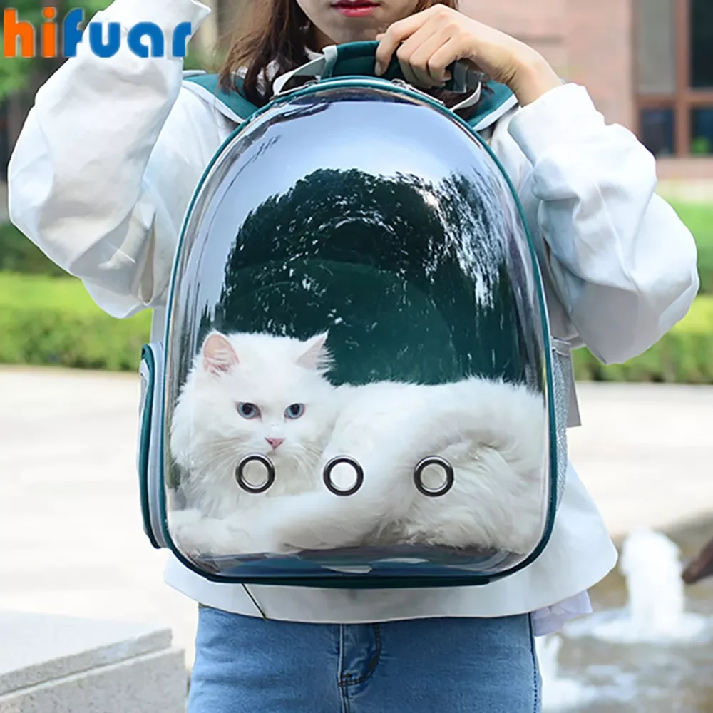 

Сумка-переноска для кошек, переносной рюкзак в клетку, Воздухопроницаемый прозрачный ранец для собак и путешествий