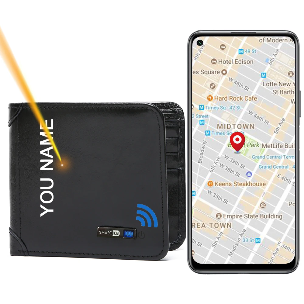 Умные кошельки с защитой от потери мужской кошелек из натуральной кожи