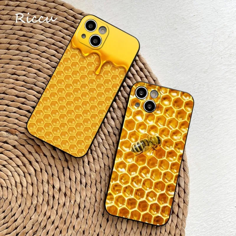 Golden Honeycomb Honey Bee Phone Case FOR IPhone 14 11 13 12 Pro 8 7 Plus X Pro MAX XR XS MINI 14plus Covers