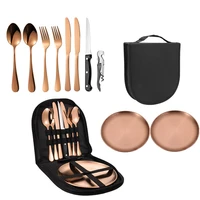 outdoor portable tableware set stainless steel portable meal bag spot wholesale outdoor travel picnic knife fork and spoon set