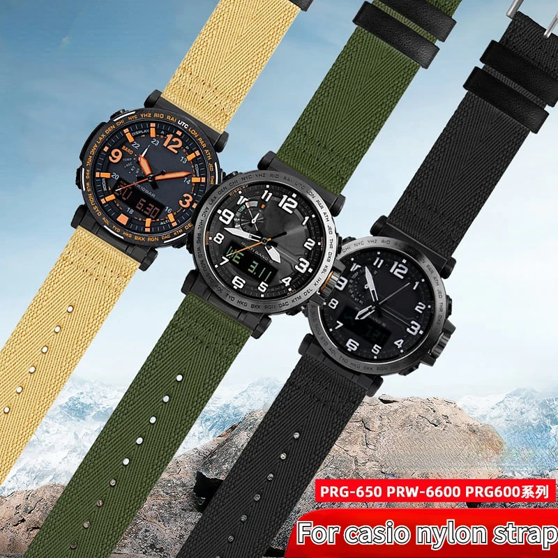 Нейлоновый холщовый ремешок для Casio PRW-6600Y-1/2A PRG-650 GA2000 быстросъемный мужской