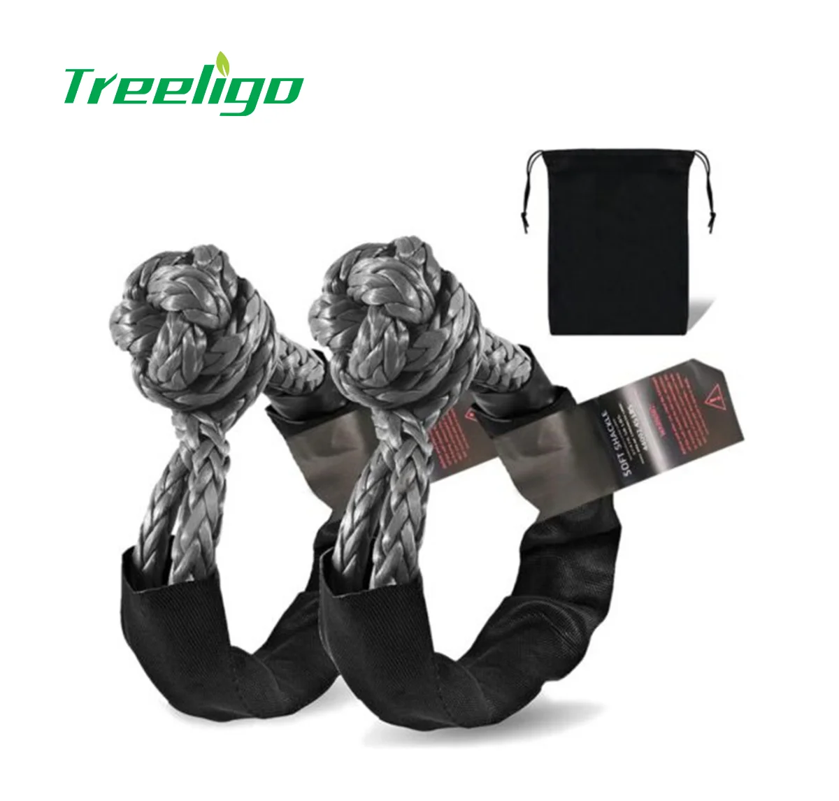 Treeligo 2pcs Soft Synthetic Rope Shackle Recovery Kit 3/4
