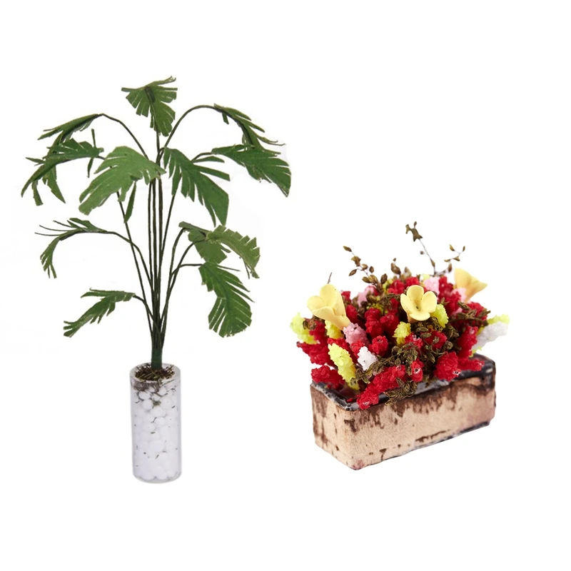 

2 шт. 1/12 миниатюрные садовые аксессуары для кукольного домика: 1 белая бутылка с зелеными бананами и 1 Цветочная Втулка с деревянным горшком