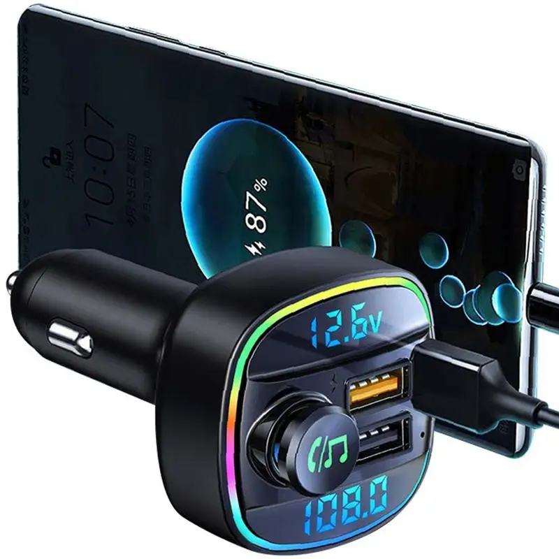 

Car Radio Transmitter Cigarette Lighter Wireless Adapter Wireless FM Radio Transmitter Handsfree Calling & Audio Receiver MP3