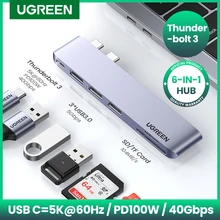 UGREEN USB C HUB Dual Type-C 3.1 to 5K60Hz Thunderbolt 3 Adapter SD TF for MacBook Pro Air M2 M1 Dock Docking USB Type C 3.0 HUB