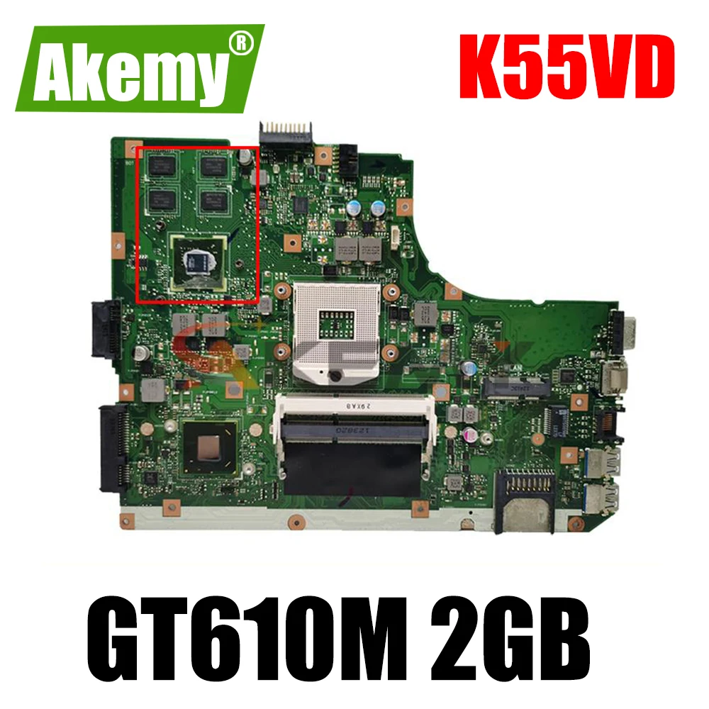 

Fully Tested Motherboard For Asus K55VD Laptop with GT610M 2GB graphics HM76 chipset PGA989 socket DDR3