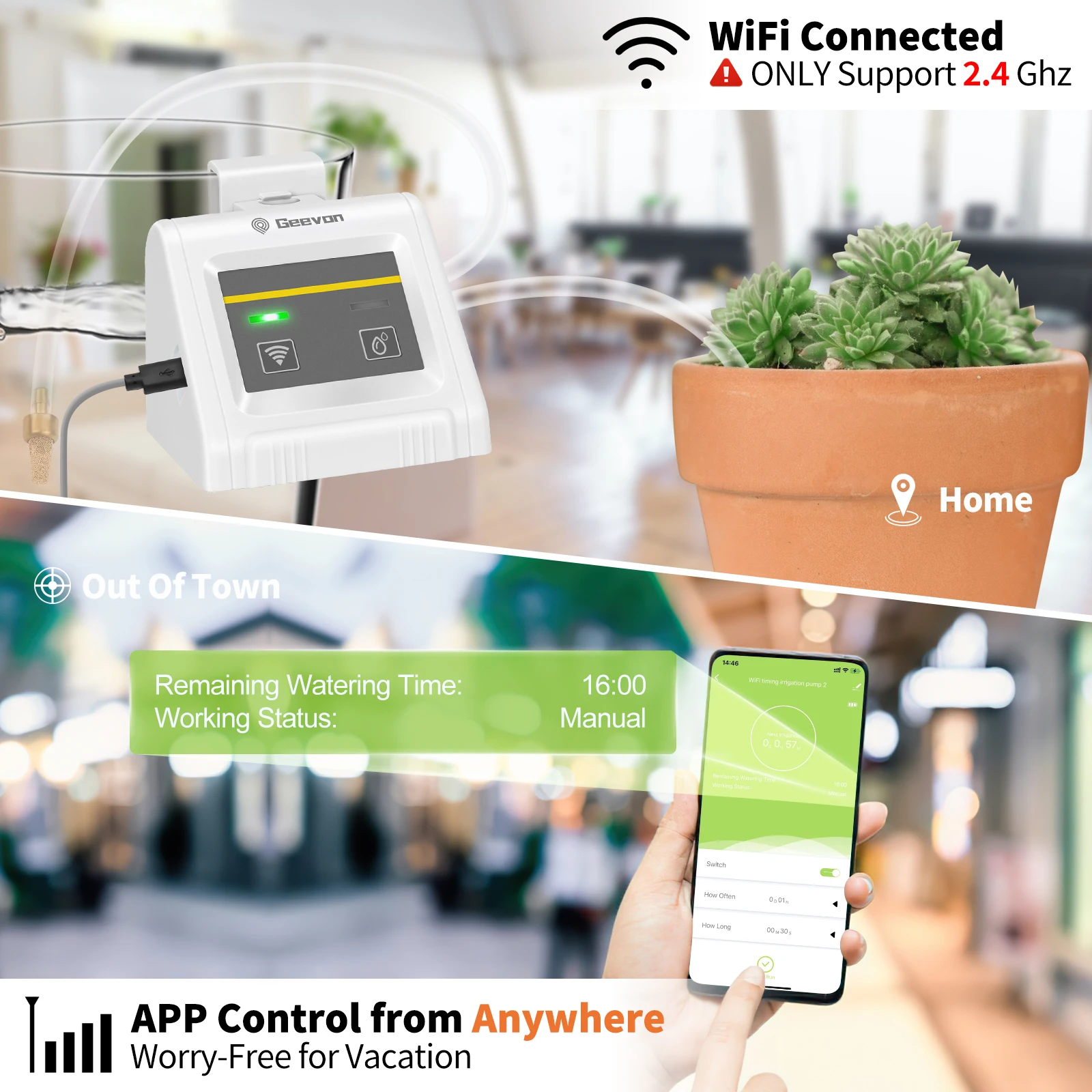 Система капельного орошения Geevon Wi-Fi автоматическая система полива с USB 10 насадок