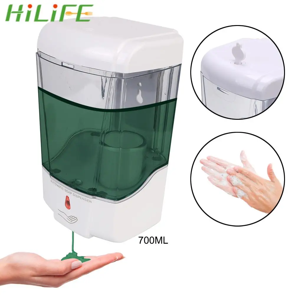 

HILIFE Wall-Mount 700ml Automatic IR Sensor Soap Dispenser Touch-free Lotion Pump Touchless Liquid for Kitchen Bathroom
