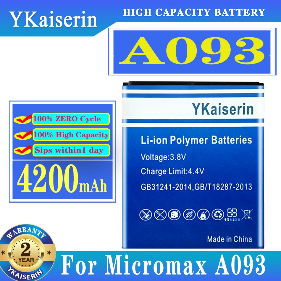 

YKaiserin A 093 4200mAh Replacement Battery For Micromax A093 New Battery + Tracking Number
