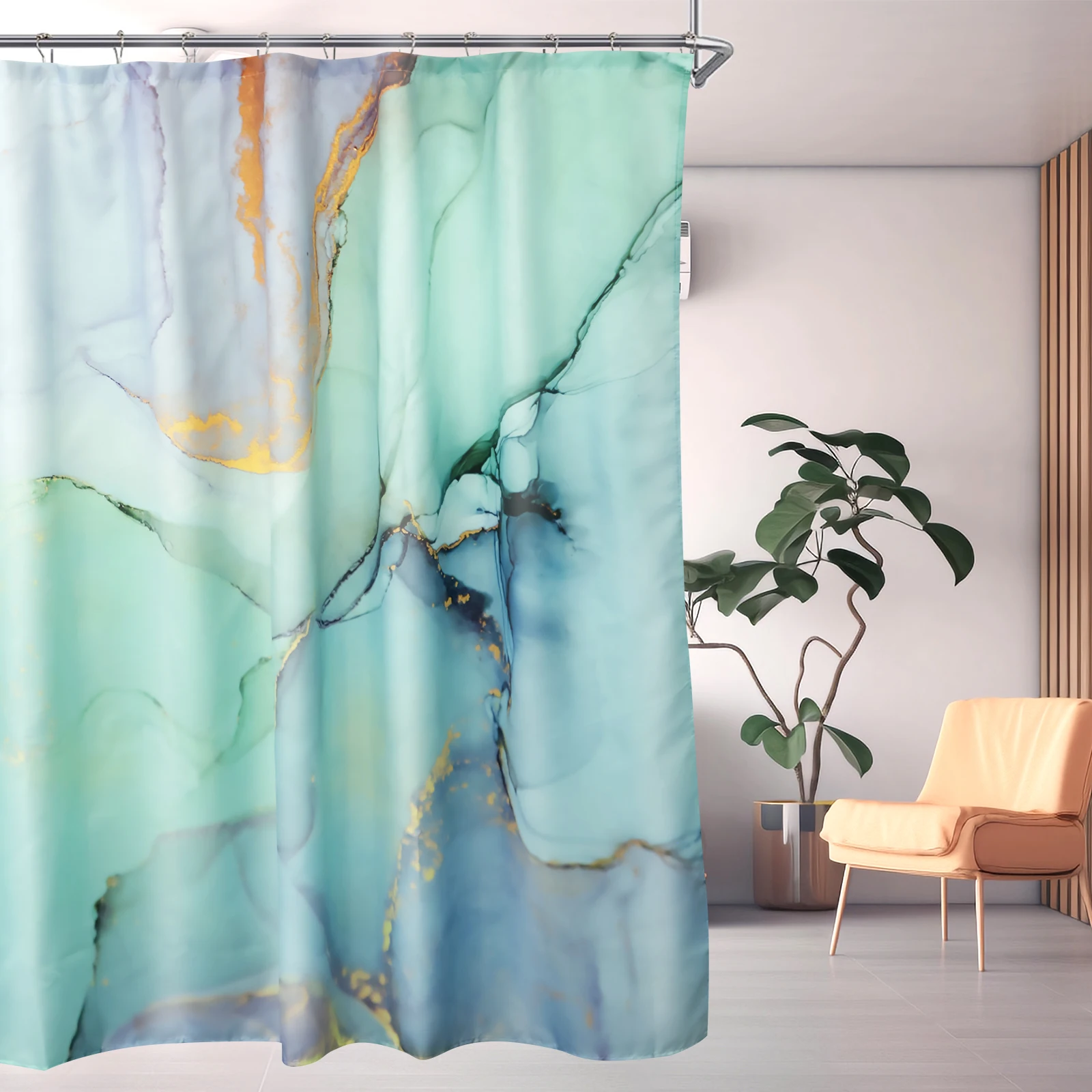 

Занавеска для душа, водонепроницаемая шторка для ванной комнаты размером 71x71 дюйма, занавеска для быстрой душа с мраморным рисунком