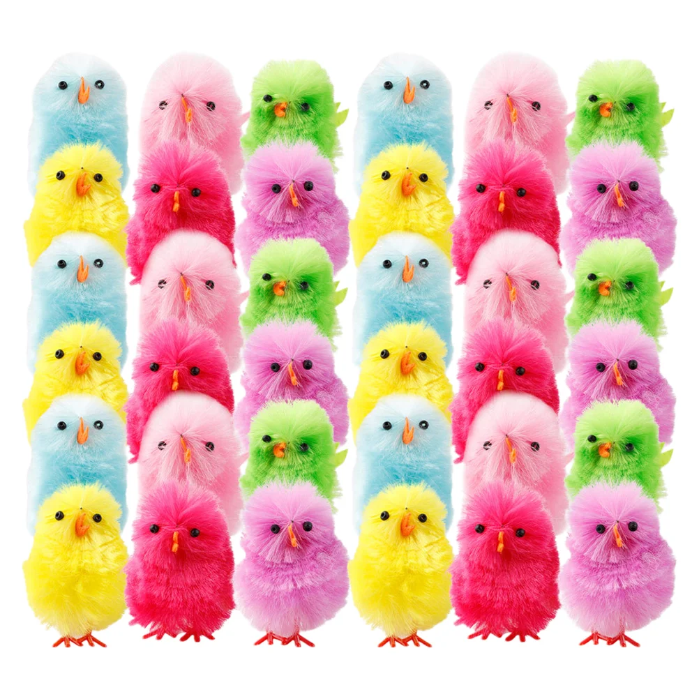 

36Pcs Easter Chicken Chicken Party Adornment Mini Chick Ornament (Colorful)