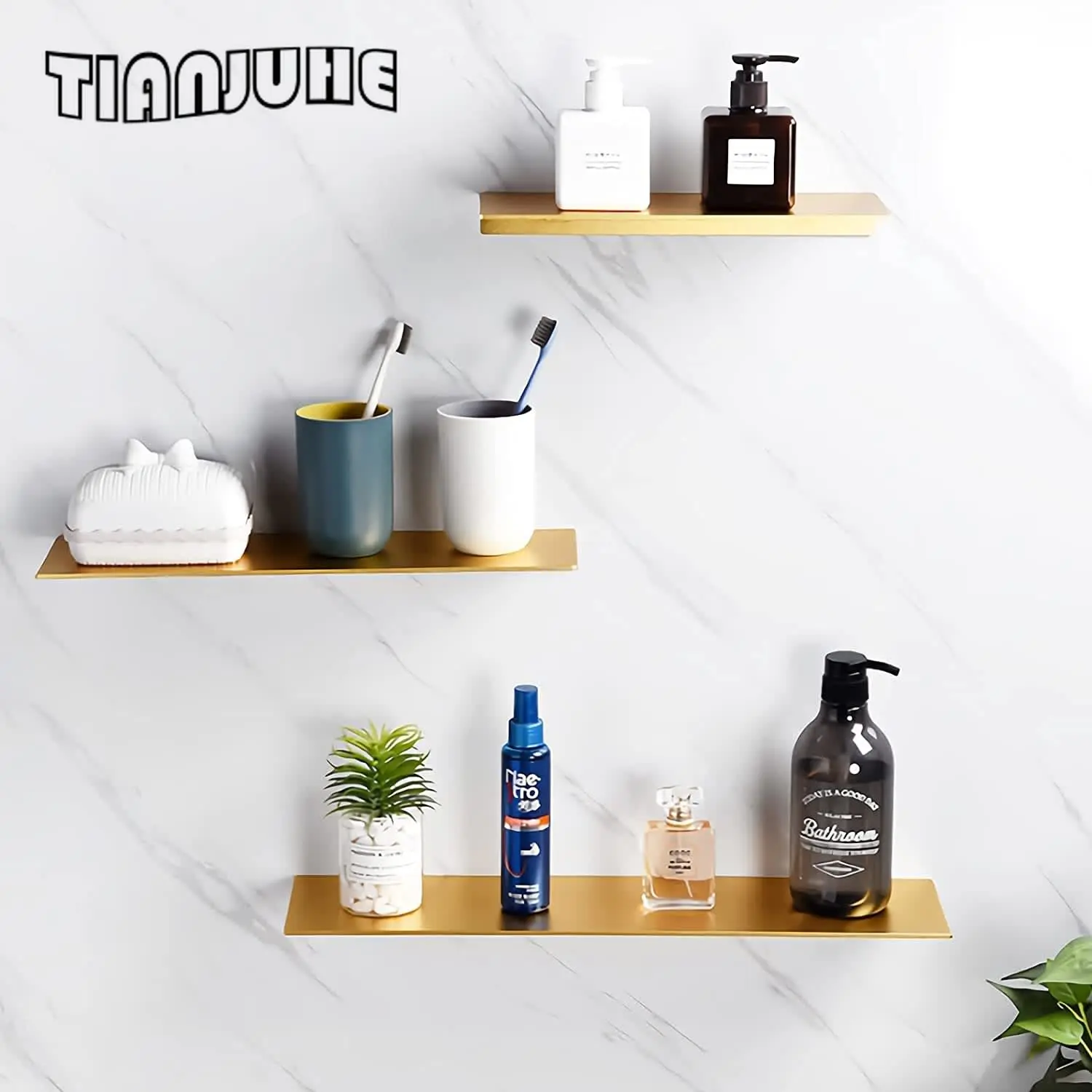 

Floating Shelf for Wall Storage Wall Mounted Bathroom Organizer Space Aluminum Bathroom Shower Shelf Shower Caddy