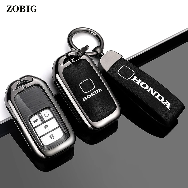

ZOBIG For Honda Accord Civic Pilot CRV Zinc Alloy Car Key Fob Cover Case Shell Holder
