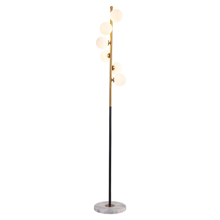 

Nordic long pole vertical floor lamps living room Marble base lamp study bedroom home ball glass standing floor lights lighting