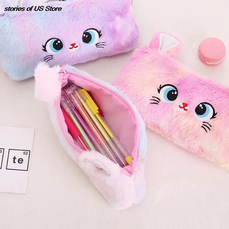 

Kawaii Cartoon Cute Cat Plush Pencil Case Pouch Pencil Zipper Fluffy Large Capacity Pen Bag