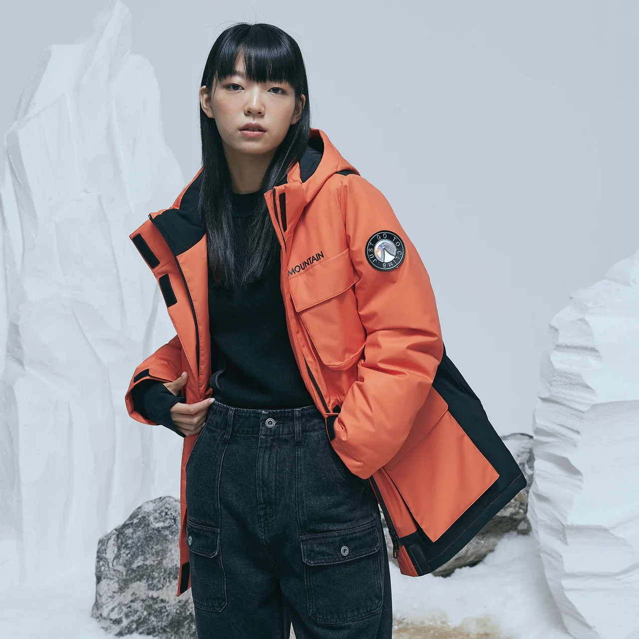 Metersbonwe Winter Women Hooded Cargo Down Jacket Gray Duck Down Female Warm Outdoor Snow Protection Down Coat Brand Thick Coat