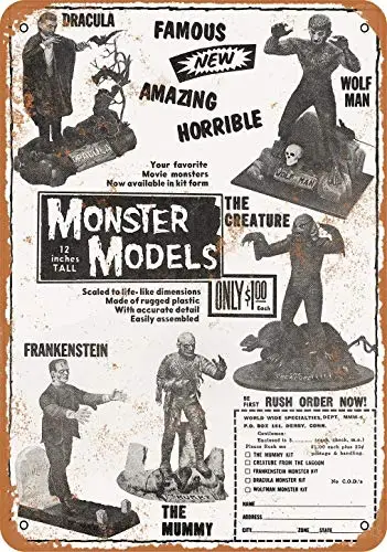 

8x12 Inch 1963 Monster Models Comic Ad Vintage Look Metal Sign