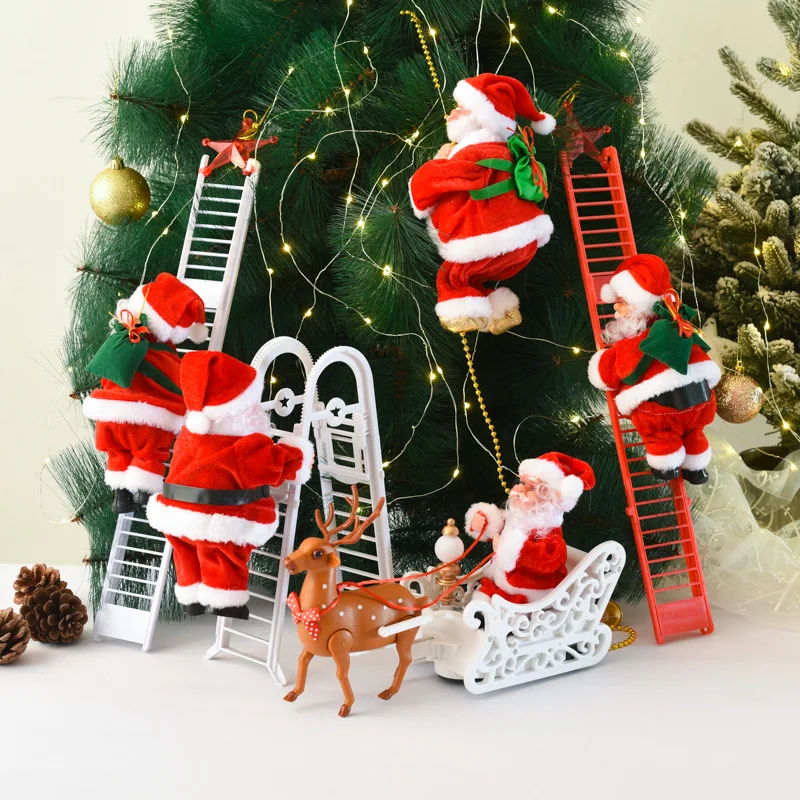 

Рождественский подарок 2022, электрическая лестница для скалолазания, Санта-Клаус, искусственное украшение для дома, рождественской елки