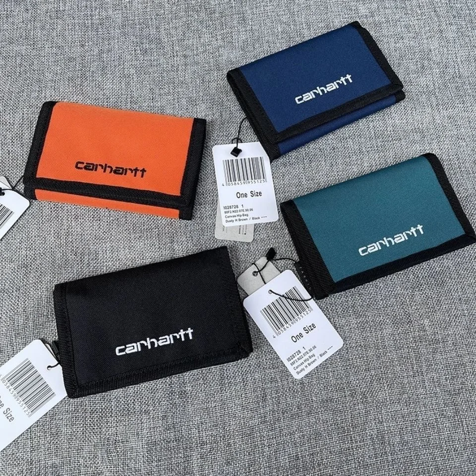 

carharttes-wip three-fold wallet canvas card bag folding embroidery trend men's and women's same style waterproof fashion