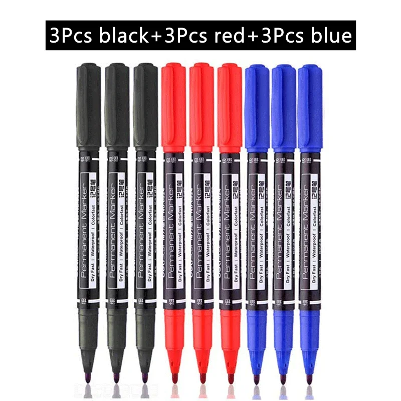 

Набор маркеров Deli 4/9 шт., двойной наконечник, черный