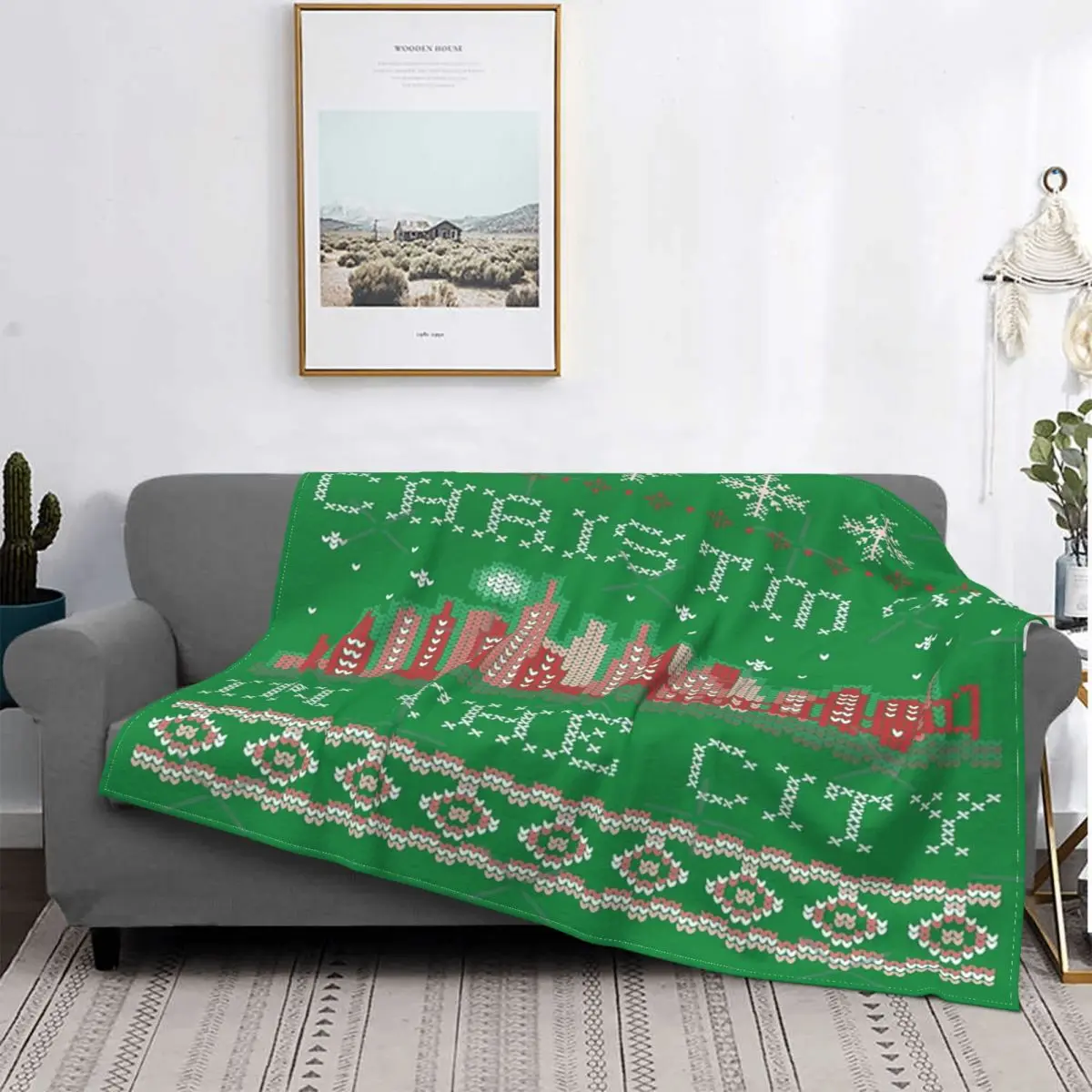 

Manta a cuadros con capucha para niños, manta de Navidad en la ciudad, con capucha, para cama, Picnic