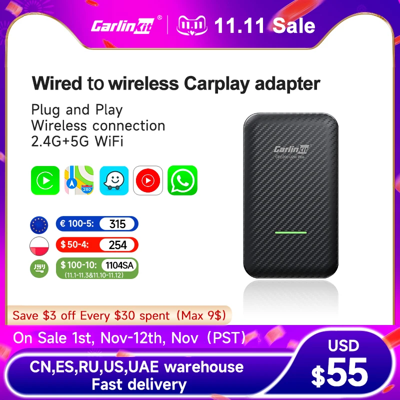 Скидка Carlinkit 3 CarPlay беспроводной активатор для Mercedes Mazda Chevrolet Citroen Ford Honda Hyundai Jeep Kia Toyota Bmw углеродное волокно