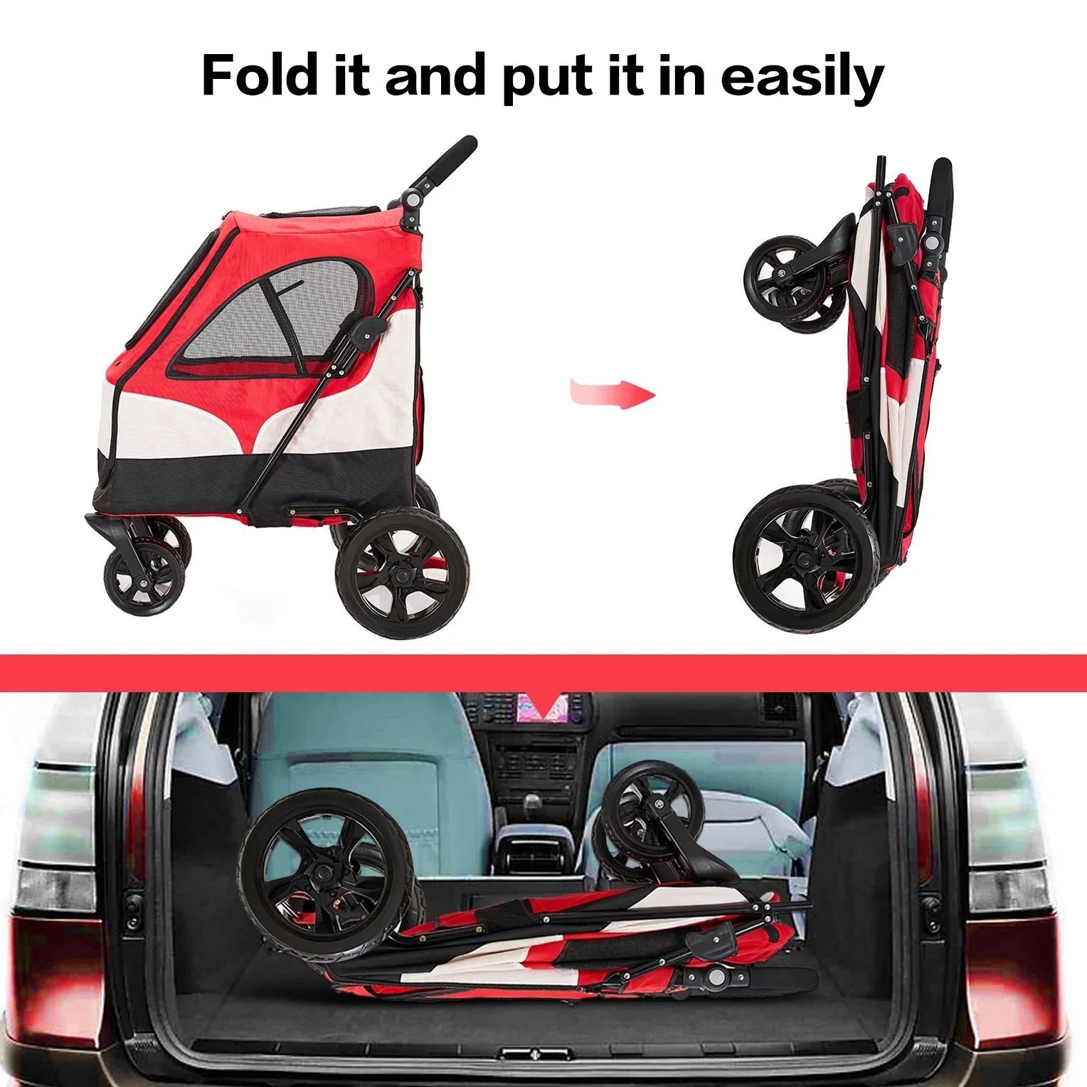 Четырехколесная тележка для домашних животных кошек собак хранения складная