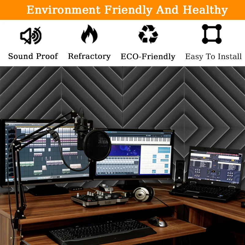 Акустическая пена TOUO 6/12/24/48 шт. звукоизоляция высокая плотность губка с алмазными