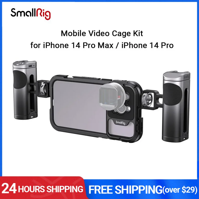 

SmallRig Mobile Phone Video Cage Kit for iPhone 14 Pro / Pro Max Case Rig for Shoot Video Photography Filming w Handle 4075/4077