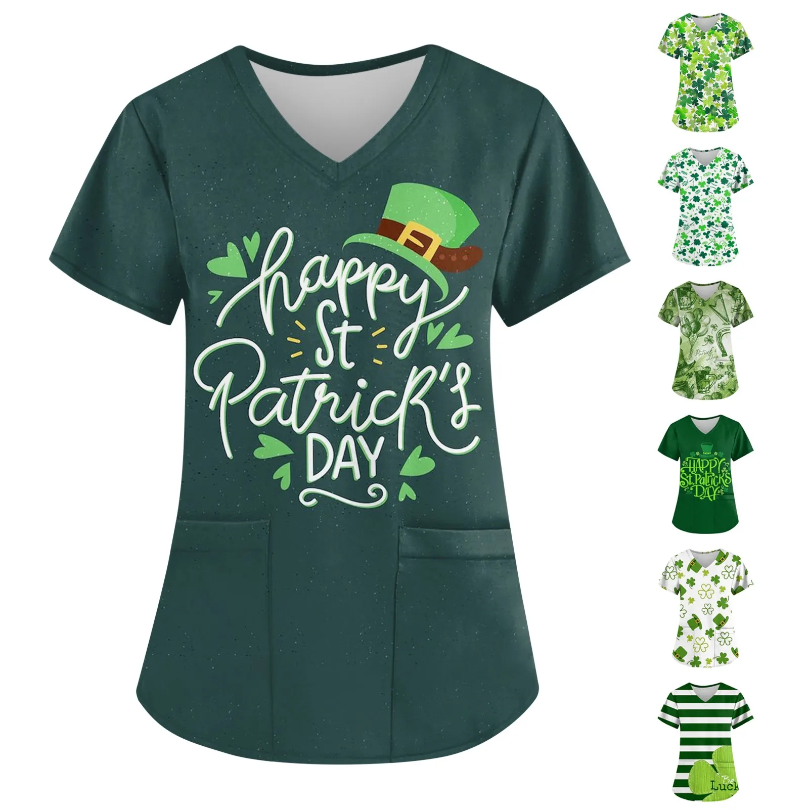 Женская модная Рождественская футболка с коротким рукавом и V-образным вырезом